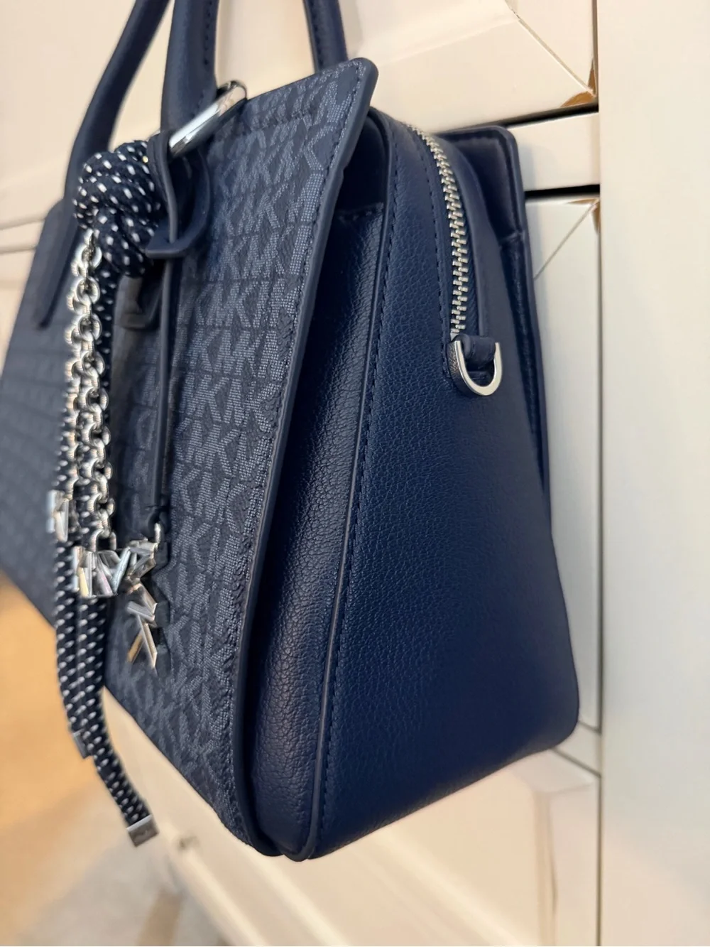 Michael Kors Laila Medium Signature Satchel with Crossbody Strap